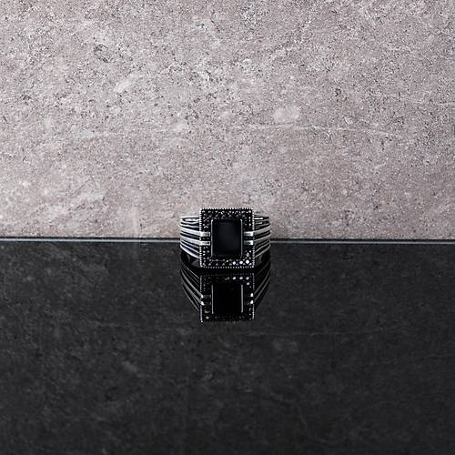 Onix ve Mikro Zirkon 925Ayar Gm Erkek Yzk