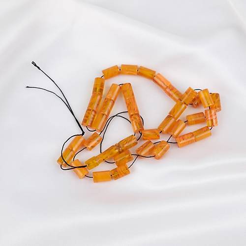 S�kma Kehribar Hareli Kesme Kesim 7x11mm Tesbih -Bal Sar�s�