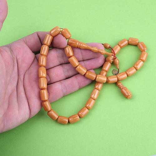 Katalin Dinlenmi� �ubuk Usta ��i �mzal� Kaps�l Kesim 8.5x12mm Tesbih -Sar�