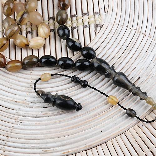 Boynuz Kar���k Usta ��i �mzal� Tombul Beyzi 9x13mm Tesbih
