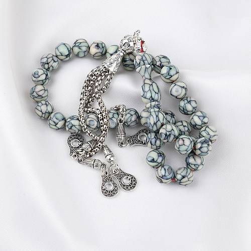 Fransz Galalit Alpaka Pskll Kre Kesim 9mm Tesbih - Ak Gri