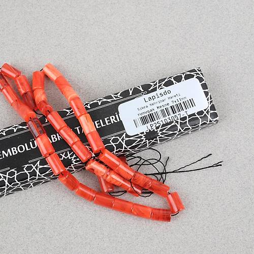 S�kma Kehribar Hareli Kesme Kesim 7x11mm Tesbih -Hareli Nar �i�e�i