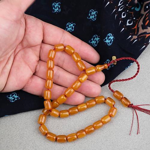 Omari S�kma Kehribar Kaps�l Kesim Oturtma �mameli Sistemli 8x10mm Tesbih