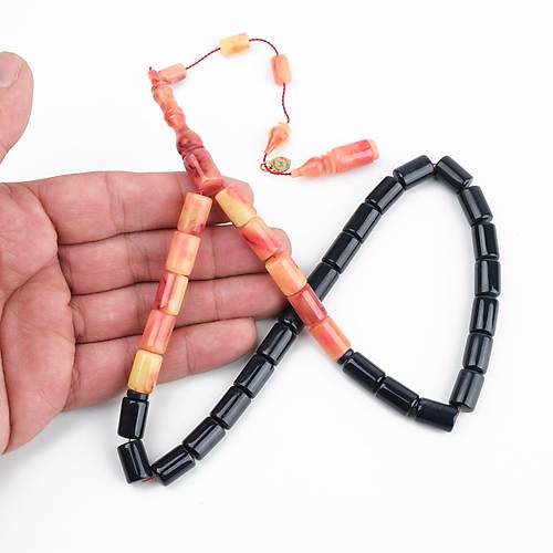 Katalin Dinlenmi� �ift Renk Usta ��i �mzal� Yumu�ak Kesme Kesim 8x13mm Tesbih