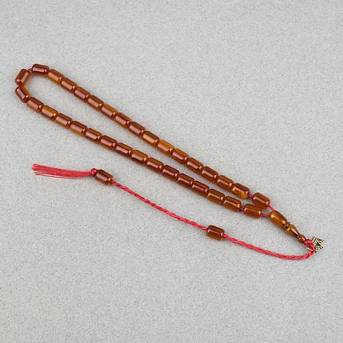 S�kma Kehribar Kaps�l Kesim Omari Sistemli 7x10.5mm Tesbih