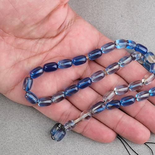 S�kma Kehribar Kaps�l Kesim 7x11mm Tesbih P�sk�ls�z A��k Mavi