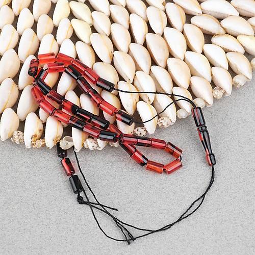 Ate� Kehribar Kesme Kesim 4x7mm Tesbih- Siyah-K�rm�z�