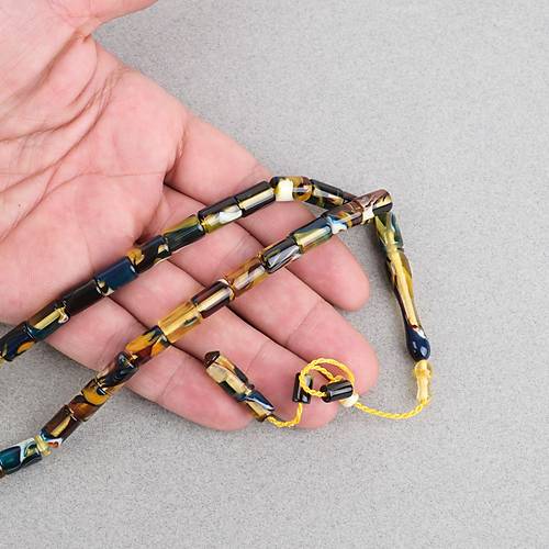 Arizona Katalin Sistemli Kesme Kesim 7x11mm Tesbih -Sar� Siyah