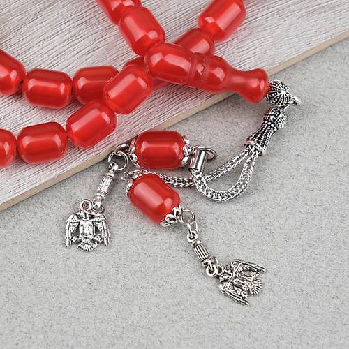 S�kma Kehribar Alpaka P�sk�ll� Kaps�l Kesim 9x12mm Tesbih - Portakal