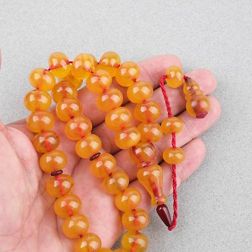 Skma Kehribar Eski Sandk Malndan Tral Tekerlek Kesim 14x11mm Tesbih