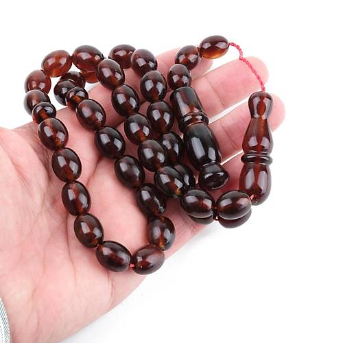 Sumatra Kaya Damla Kehribar Beyzi Kesim 11x14mm Tesbih