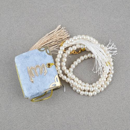 Fanus ��erisinde Mini Kuran ve Tesbih Seti