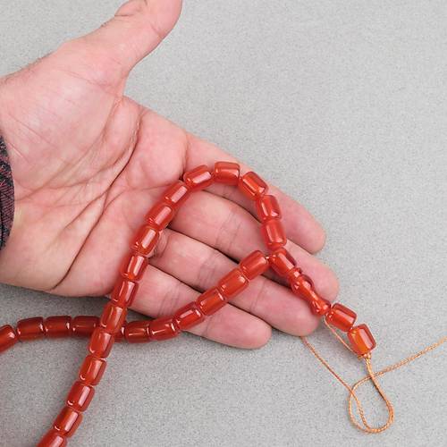 S�kma Kehribar Kaps�l Kesim 9x11mm Tesbih - A��k Kestane P�sk�ls�z