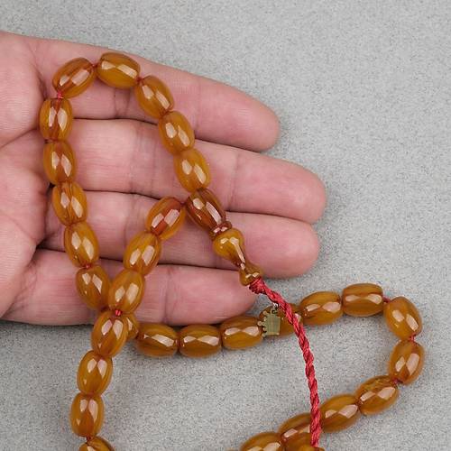 Omari S�kma Kehribar F��� Kesim Oturtma �mameli Sistemli 9x11mm Tesbih