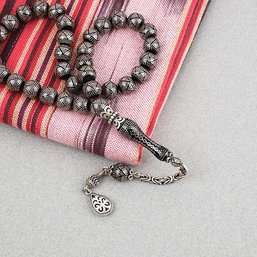 Kuka 925Ayar G�m�� �ak�m ve P�sk�l, G�m�� �ak�ml� �mame K�re Kesim 10mm Tesbih