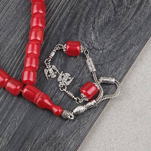 Katalin �ubuk Alpaka P�sk�ll� Kaps�l Kesim 10.5x11mm Tesbih -K�rm�z�