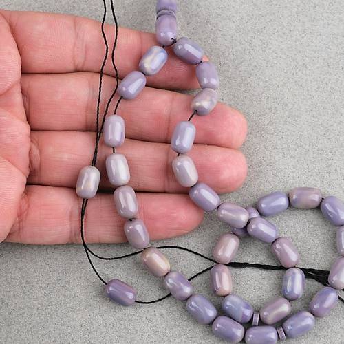 S�kma Kehribar Kaps�l Kesim 7x11mm Tesbih P�sk�ls�z Lila