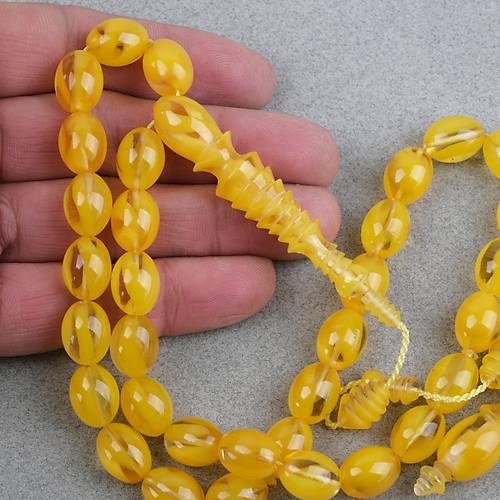 S�kma Kehribar �ubuk  Usta ��i �mzal� Yumurta Kesim 10x13mm Tesbih