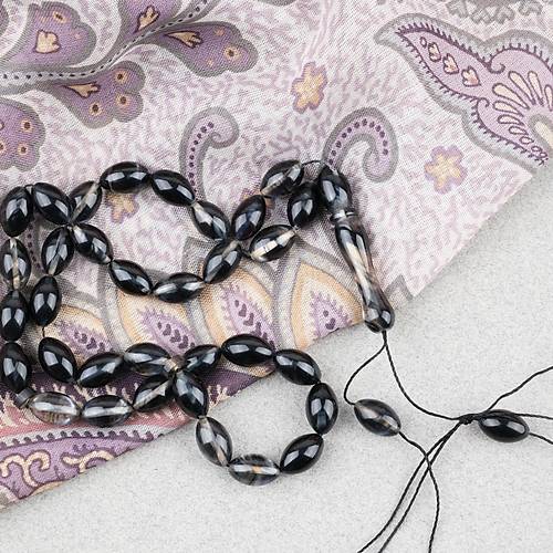 S�kma Kehribar Beyzi Kesim 7x11mm Tesbih P�sk�ls�z Siyah Gri