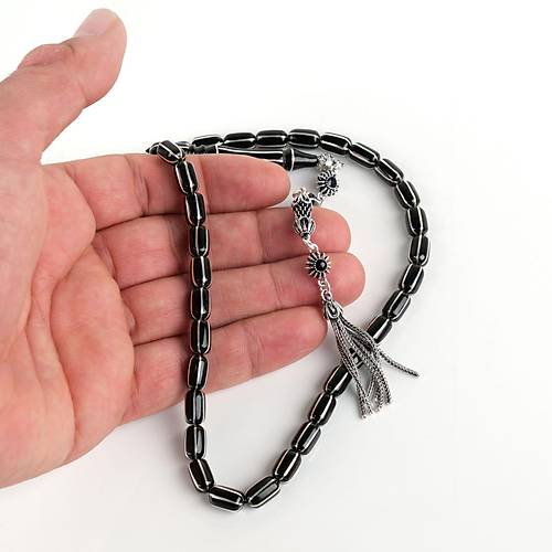 Erzurum Oltu 925Ayar Gm Pskl Karpuz Dilimi Kapsl Kesim 6x9.5mm Tesbih - Yusuf Akansel Usta El ii