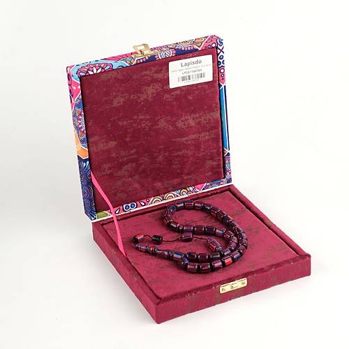 Kafur A�ac� Usta ��i �mzal� Kaps�l Kesim 10x14mm  Tesbih - Bordo Mavi