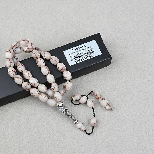 K�br�s Hurma �ekirde�i 925Ayar G�m�� �mame Beyzi Kesim 9x12mm Tesbih