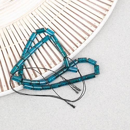 S�kma Kehribar Bilek Boy Kesme Kesim 5x9mm Tesbih -Koyu Ye�il