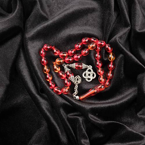 S�kma Kehribar Alpaka P�sk�l Beyzi Kesim 8.5x11.5mm Tesbih