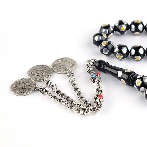 G�rc� Oltu ��lemeli A��r 3 Sallant� Alpaka P�sk�l K�re Kesim 12mm Tesbih