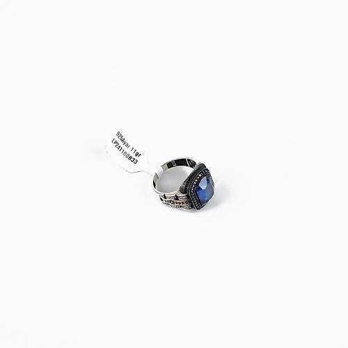 Safir Lacivert ve Mikro Zirkon 925Ayar Gm Erkek Yzk