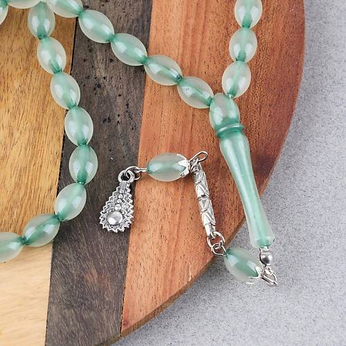 Kedig�z� Alpaka P�sk�ll� Beyzi Kesim 7x11mm Tesbih- Ye�il