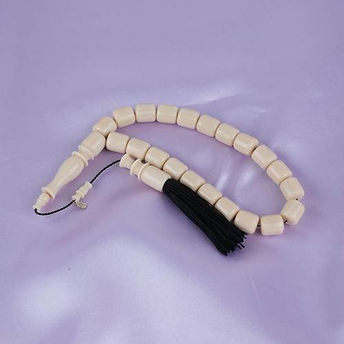 Galalit 1940 Dkm Eski Fransz Osmanl Saray Pskll Kapsl Kesim Bilek Boy 10.5x12mm Tesbih - Ivory Sedefli Beyaz