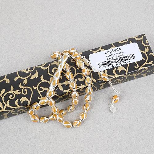 G�m�� Kaplama Kafesli Mine Beyzi 7x9mm Tesbih - Sar�