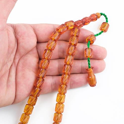 Ate Kehribar Kalem ilik Kapsl Kesim 9x10mm Tesbih