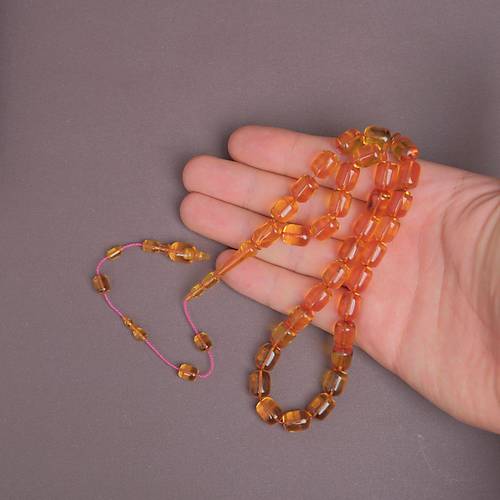 �brahim Atasever Usta ��i �mzal� Alman Katalin Kaps�l Kesim 9x12mm Tesbih - �effaf Sar�