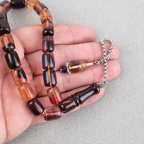 S�kma Kehribar P�sk�ll� Efe Boy Kaps�l Kesim 10x13mm Tesbih -Alacal�