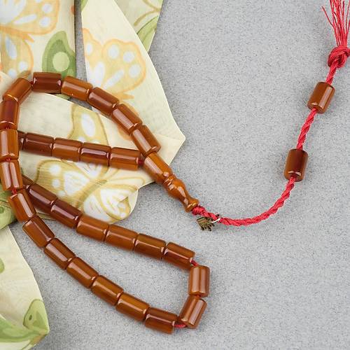 Omari S�kma Kehribar Yumu�ak Kesme Kesim Sistemli 7.5x10.5mm Tesbih