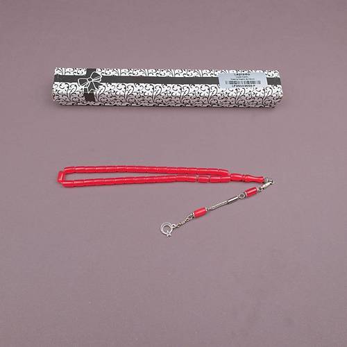 U�ak Cam� Kesme Kesim 6x10mm Tesbih Alpaka P�sk�ll� K�rm�z�