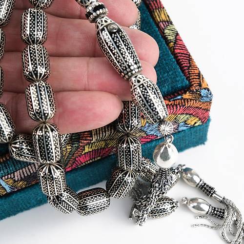 Erzurum Oltu 925Ayar Gm lemeli Nakka mame Kapsl Kesim 11x16mm Tesbih