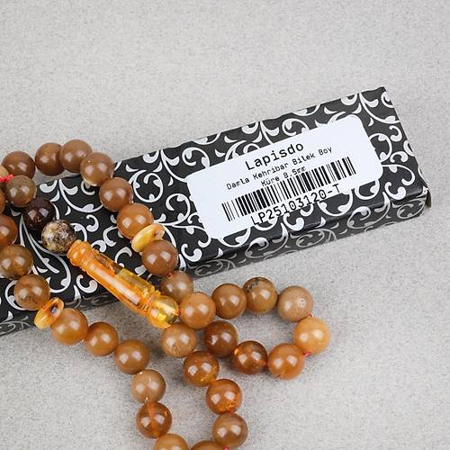 Damla Kehribar Bilek Boy K�re Kesim 8.5mm Tesbih