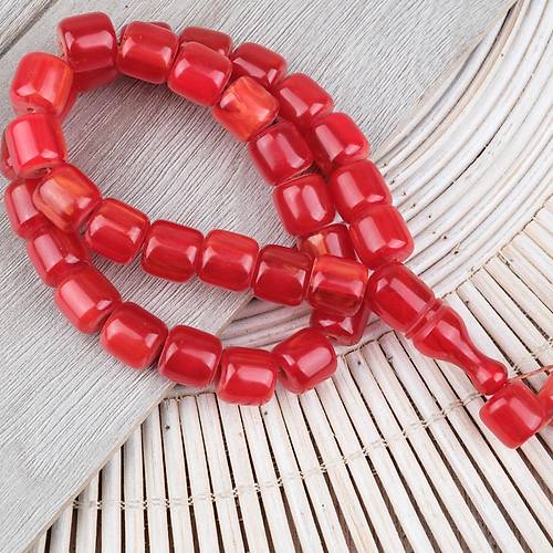 Katalin �ubuk Kaps�l Kesim 10.5x11mm Tesbih - K�rm�z� P�sk�ls�z