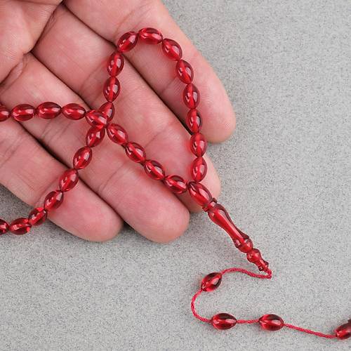 S�kma Kehribar Beyzi Kesim Sistemli Bilek Boy 5x8mm Tesbih K�rm�z�