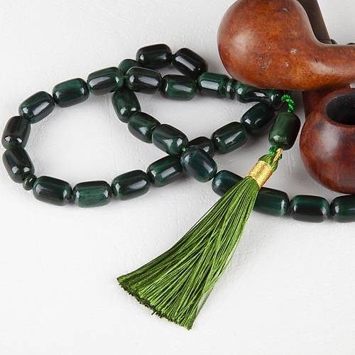 Kaps�l Kesim Osmanl� P�sk�l S�kma Kehribar 10.5x15.5mm Tesbih