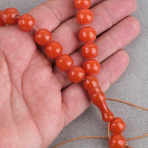 S�kma Kehribar K�re Kesim 11mm Tesbih - Turuncu P�sk�ls�z