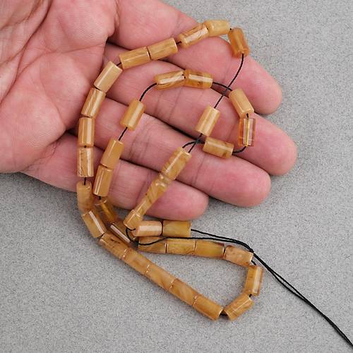 S�kma Kehribar Kesme Kesim 6x10mm Tesbih P�sk�ls�z Sar�