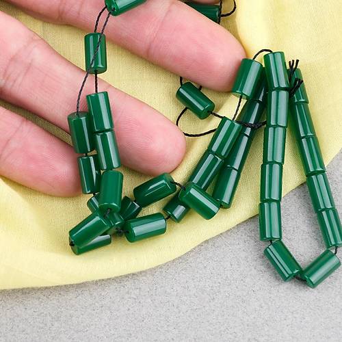 S�kma Kehribar Kesme Kesim 6x10mm Tesbih P�sk�ls�z- Ye�il