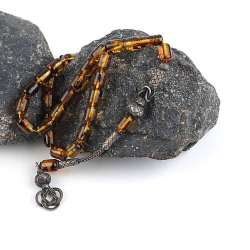 Balt�k Damla Kehribar Fosilli 1000Ayar Kazas P�sk�l Kaps�l Kesim 7x10mm Tesbih