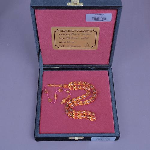 �brahim Atasever Usta ��i �mzal� Alman Katalin Kaps�l Kesim 9x12mm Tesbih - �effaf Sar�