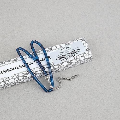 Ate� Kehribar Alpaka P�sk�ll� Kesme Kesim 4x7mm Tesbih- Koyu Petrol Mavisi