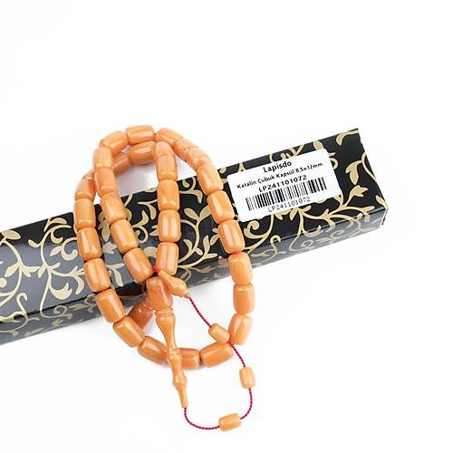 Katalin Dinlenmi� �ubuk Usta ��i �mzal� Kaps�l Kesim 8.5x12mm Tesbih -Sar�